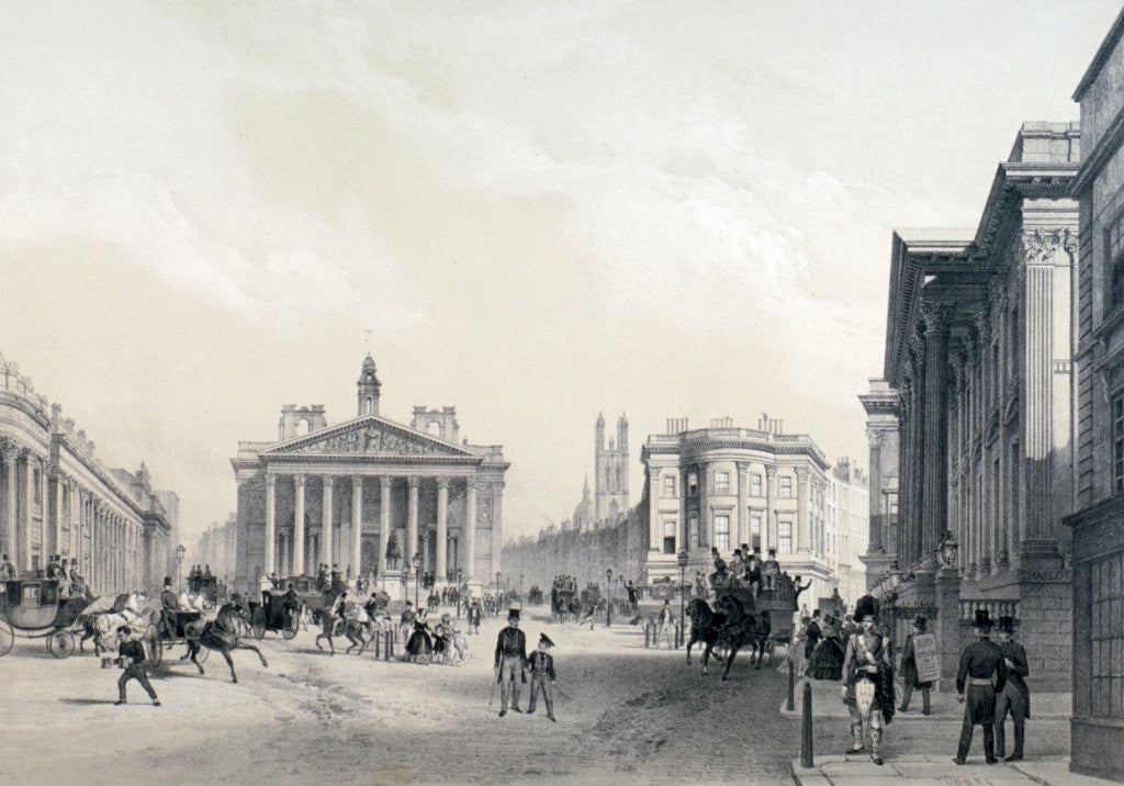 Detail of The Bank of England, Royal Exchange and Mansion house by Jules Louis Arnout