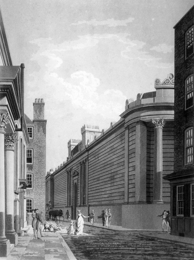 Detail of View of the north front of the Bank of England, City of London by Thomas Malton II