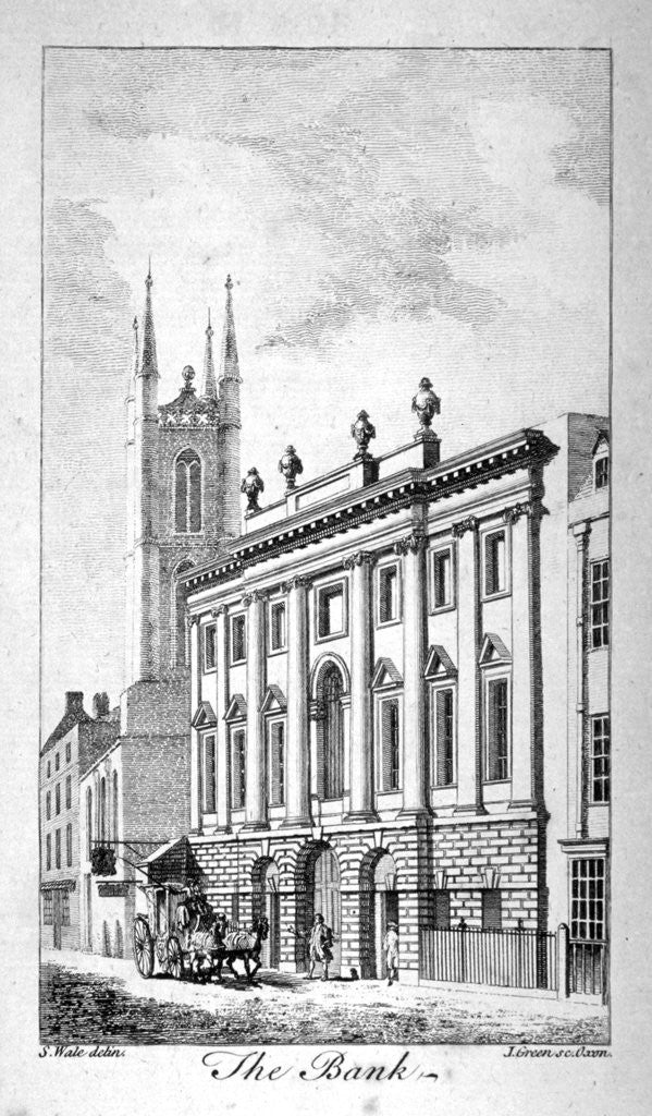 Detail of View of the Bank of England and St Christopher-le-Stocks by J Green