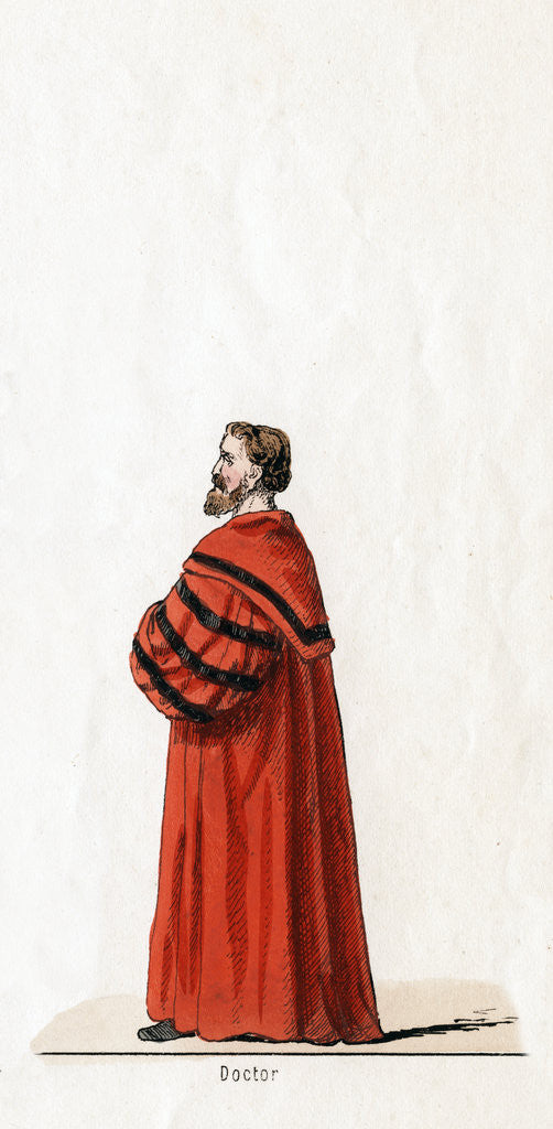 Detail of Doctor Butts, costume design for Shakespeare's play, Henry VIII by Anonymous