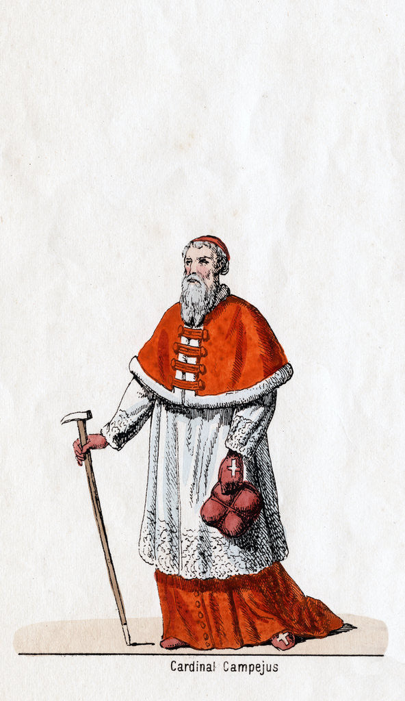 Detail of Cardinal Campeius, costume design for Shakespeare's play, Henry VIII by Anonymous