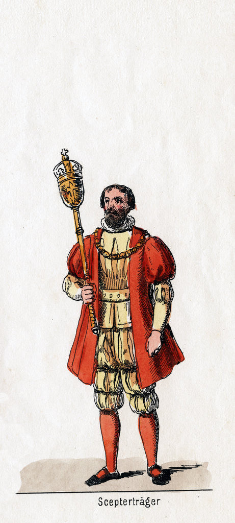 Detail of Holder of a sceptre, costume design for Shakespeare's play, Henry VIII by Anonymous