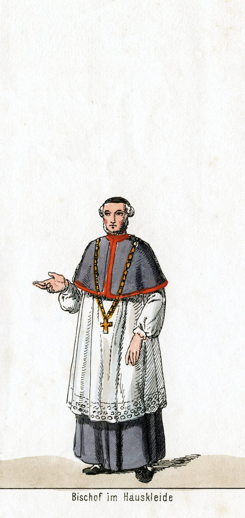 Detail of Bishop in house dress, costume design for Shakespeare's play, Henry VIII by Anonymous