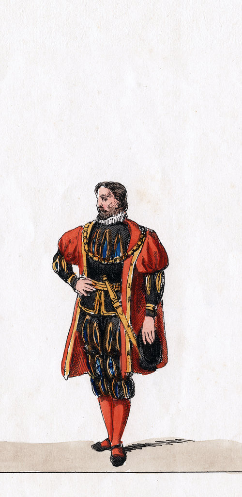 Detail of Nobleman, costume design for Shakespeare's play, Henry VIII by Anonymous