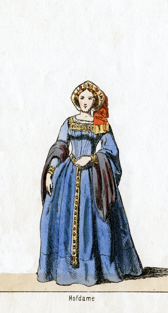 Detail of Lady-in-waiting, costume design for Shakespeare's play, Henry VIII by Anonymous