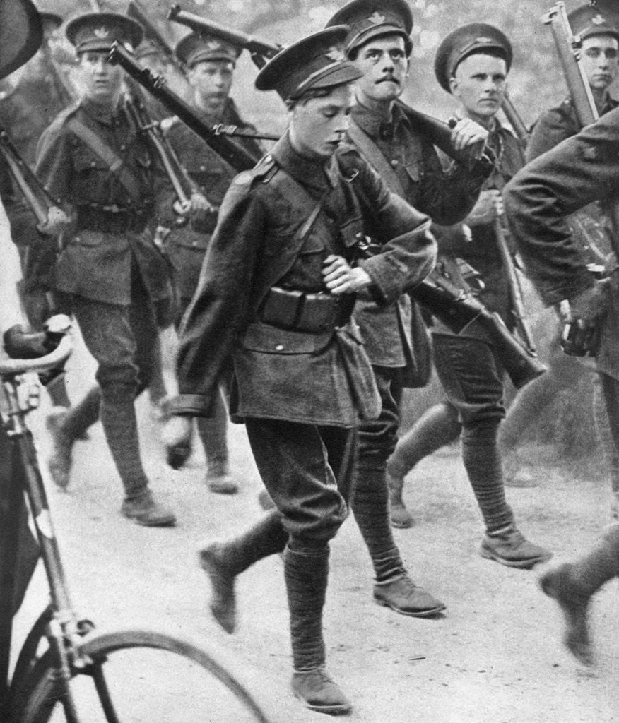 Detail of The Prince of Wales marching with the Oxford University Officers Training Corps by Anonymous