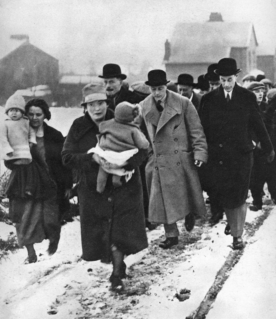 Detail of The future Edward VIII walking in the snow in Winlaton, County Durham by Anonymous