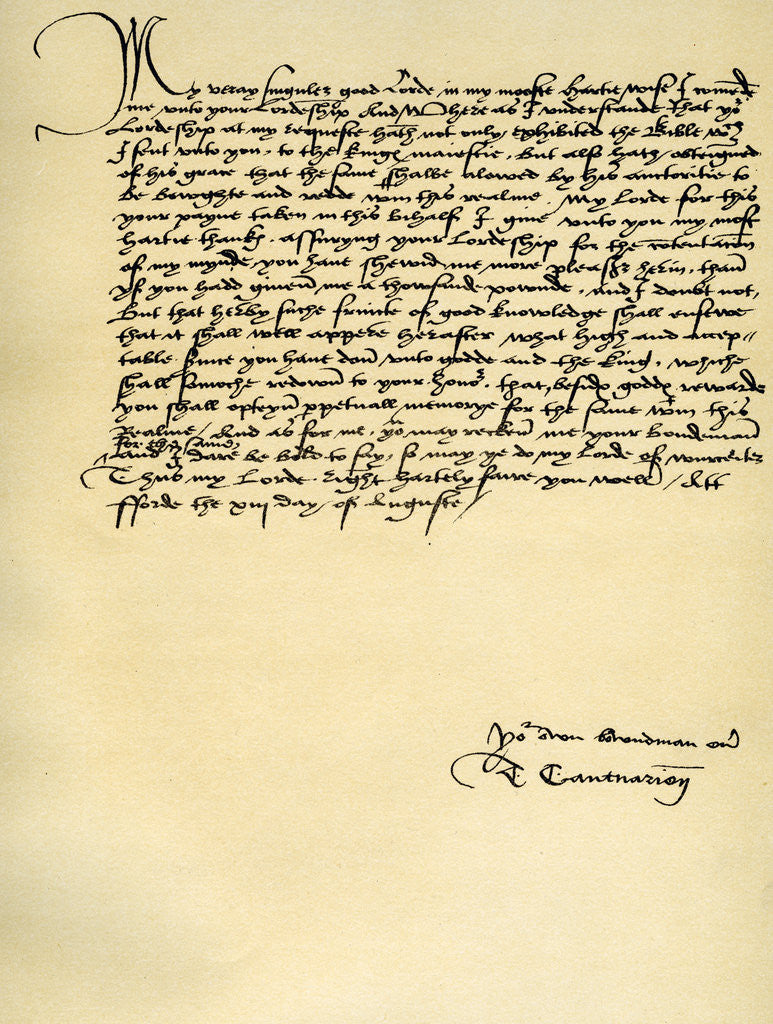 Detail of Letter from Thomas Cranmer to Thomas Cromwell, Ford by Thomas Cranmer