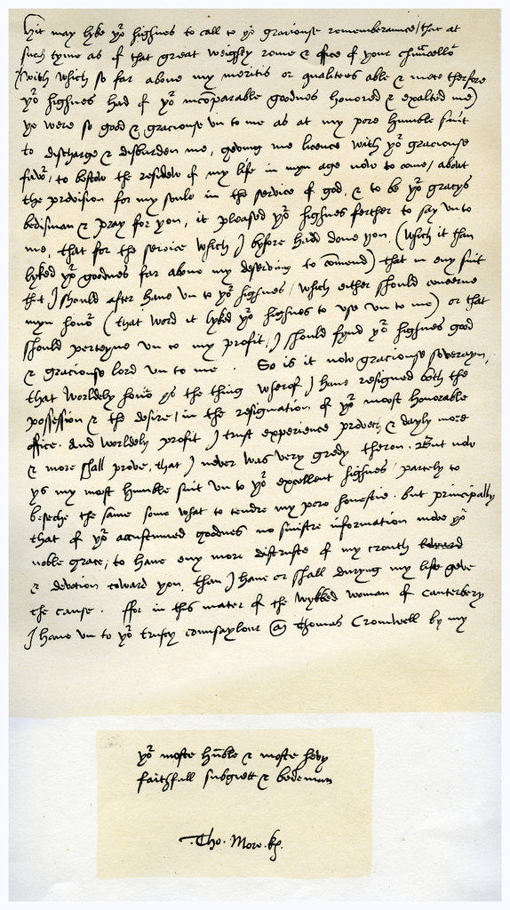 Detail of Letter from Sir Thomas More to Henry VIII, 5th March 1534 by Sir Thomas More