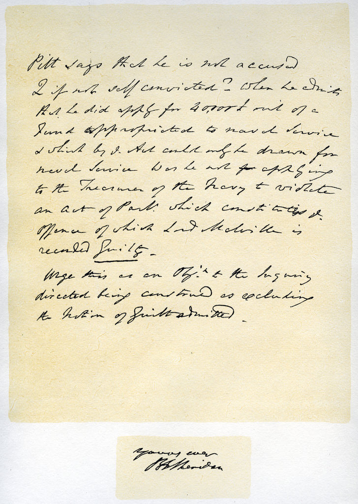 Detail of Notes for a a speech by Richard Brinsley Sheridan by Richard Sheridan