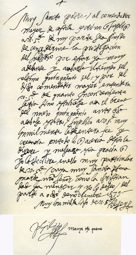 Detail of Letter from Philip II of Spain to Pope Gregory XIII, 8th November 1579 by King Philip II
