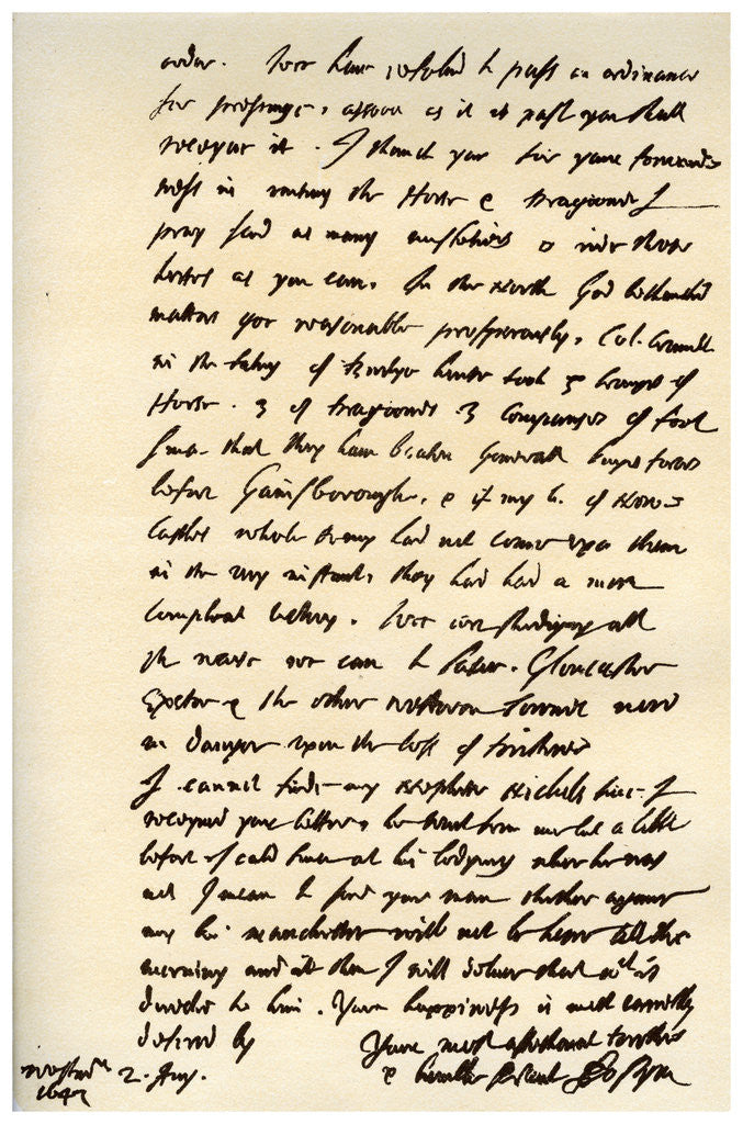 Detail of Letter from John Pym to Sir Thomas Barrington, 2nd August 1643 by John Pym