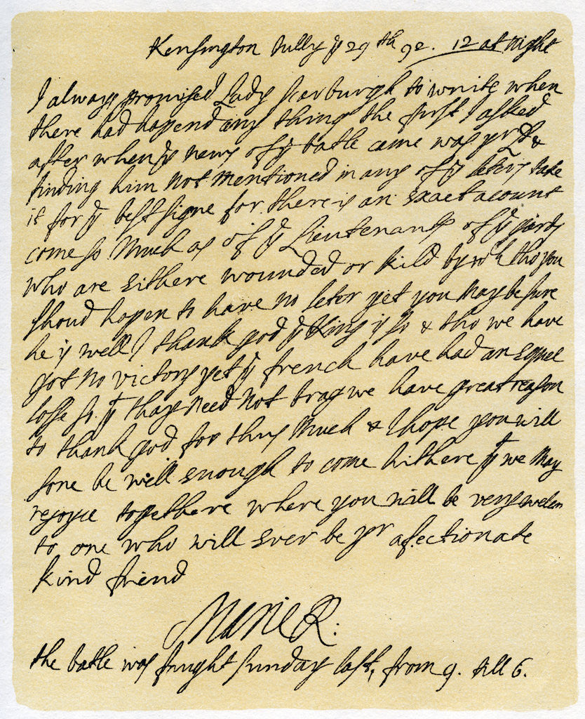 Detail of Letter from Queen Mary II to Frances Lumley by Mary II