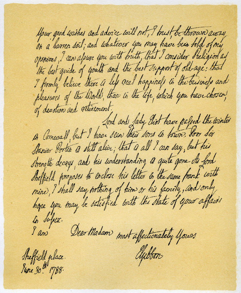 Detail of Letter from Edward Gibson to his aunt, Hester Gibson by Edward Gibson