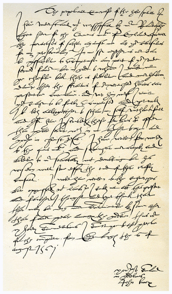 Detail of Letter from John Knox to Sir Nicholas Throgmorton, 6th August 1561 by John Knox