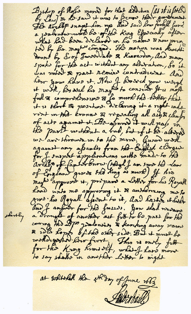 Detail of Letter from John Maitland to Sir Robert Moray, 2nd November 1669 by John Maitland