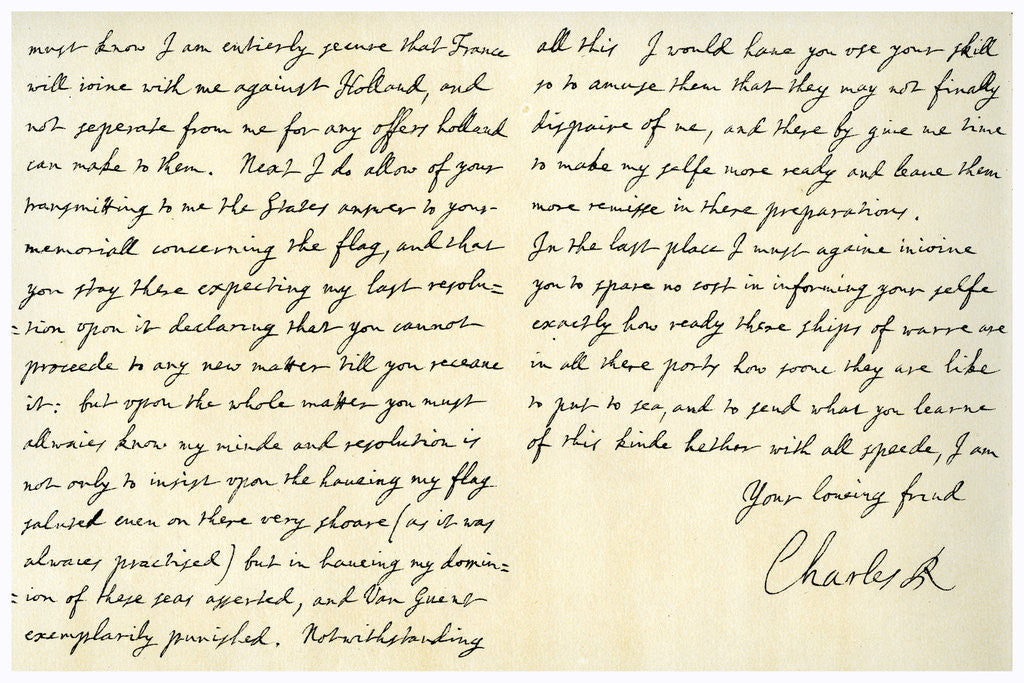 Detail of Letter from Charles II to Sir George Downing, Ambassador at the Hague by Charles II