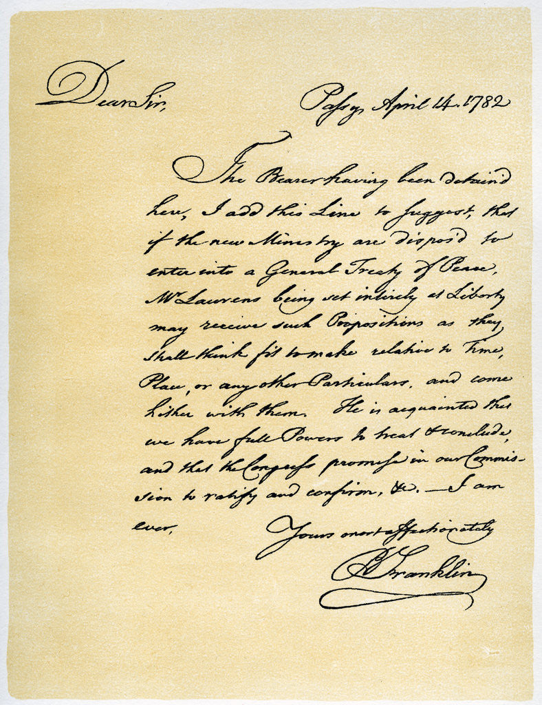 Letter from Benjamin Franklin to David Hartley MP by Benjamin Franklin