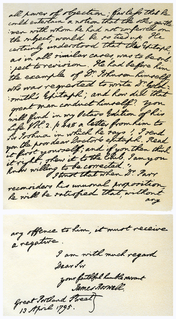 Detail of Letter from James Boswell to Edmond Malone by James Boswell