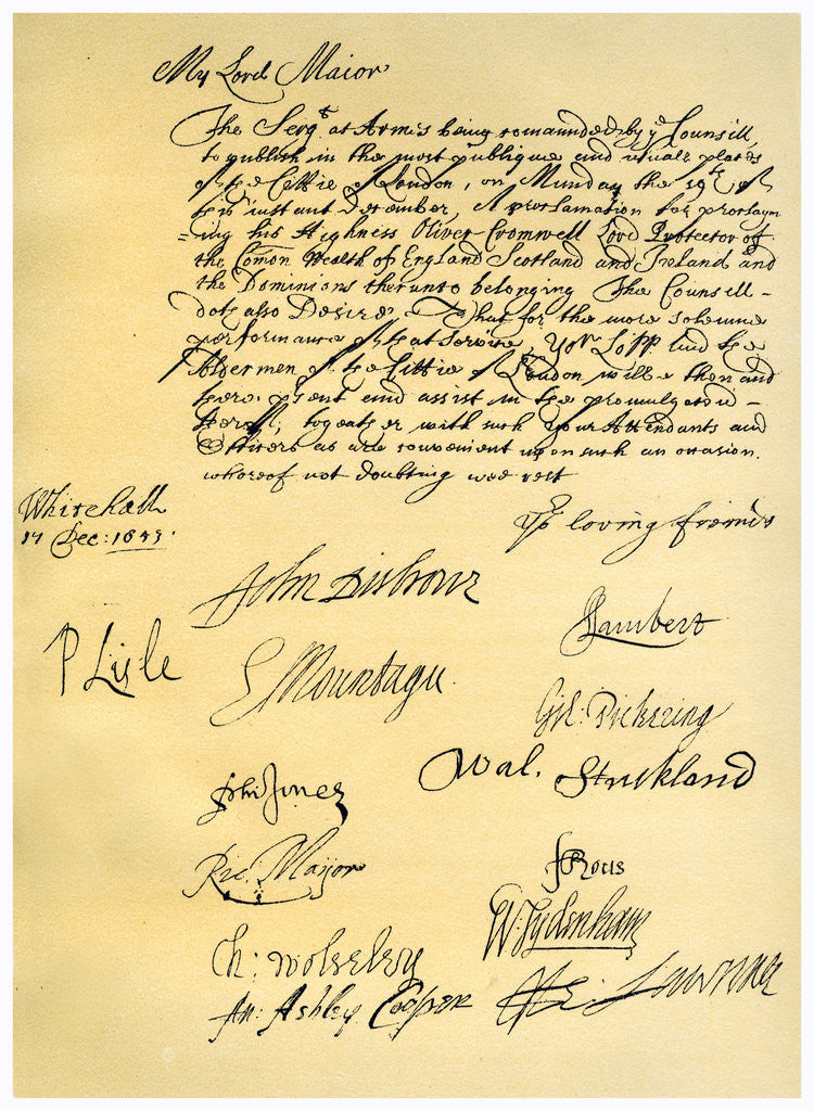 Detail of Letter to the Lord Mayor of London by Edward Montagu