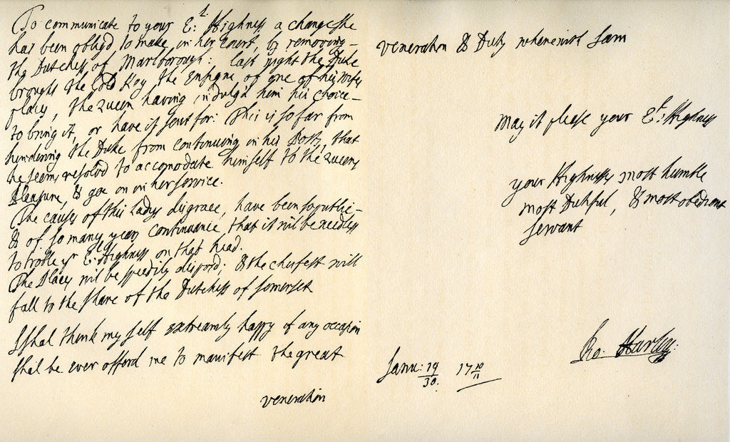 Detail of Letter from Robert Harley, Earl of Oxford, to the future King George I by Robert Harley