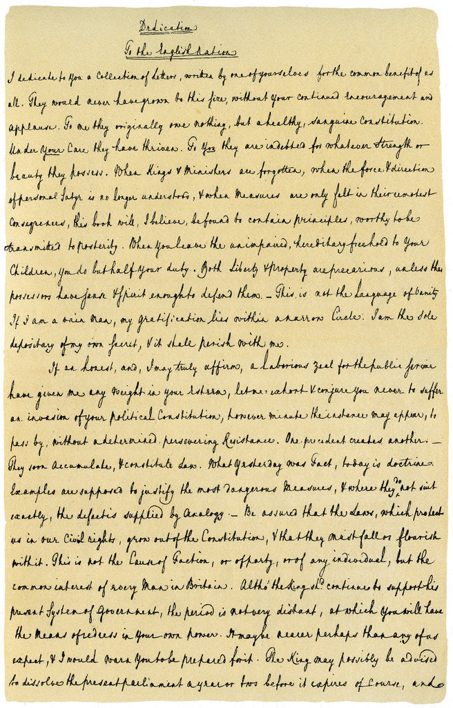 Detail of Dedication to the English Nation by Junius