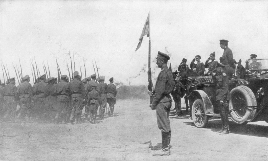 Detail of Russian troops parading in front of Alexander Kerensky, First World War, July 1917 by Anonymous