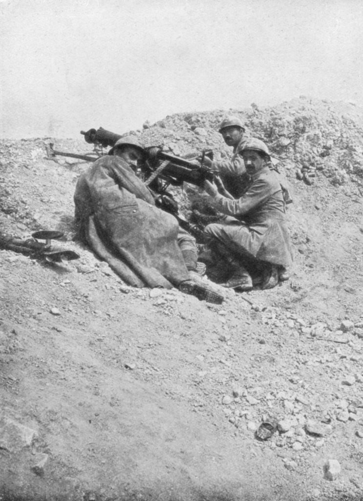 Detail of German machine-gun being used against the enemy, Verdun, France by Anonymous