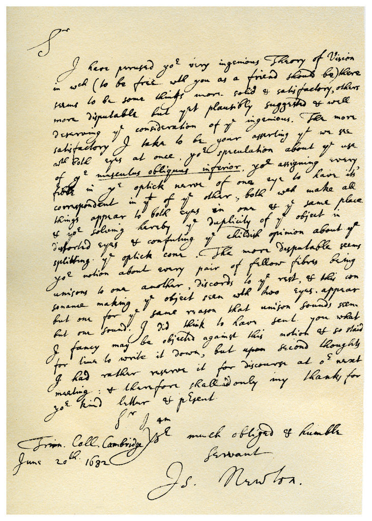 Letter from Sir Issac Newton to William Briggs by Isaac Newton