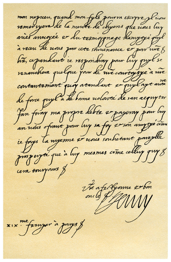 Detail of Letter from Henry IV of France to Henry, Prince of Wales by Henry IV