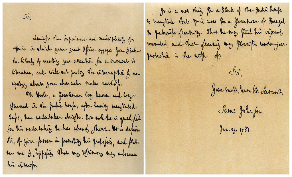 Detail of Letter from Dr Samuel Johnson to Warren Hastings by Dr Samuel Johnson
