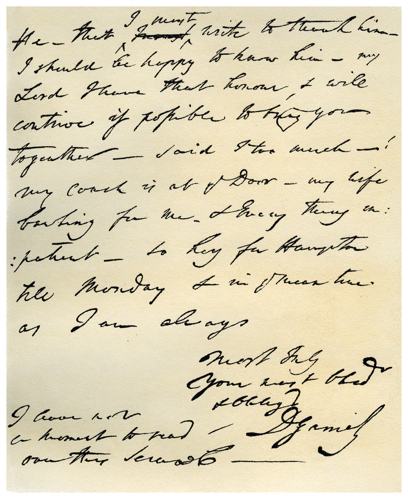 Detail of Letter from David Garrick to Edward Gibbon, 8th March 1776 by David Garrick