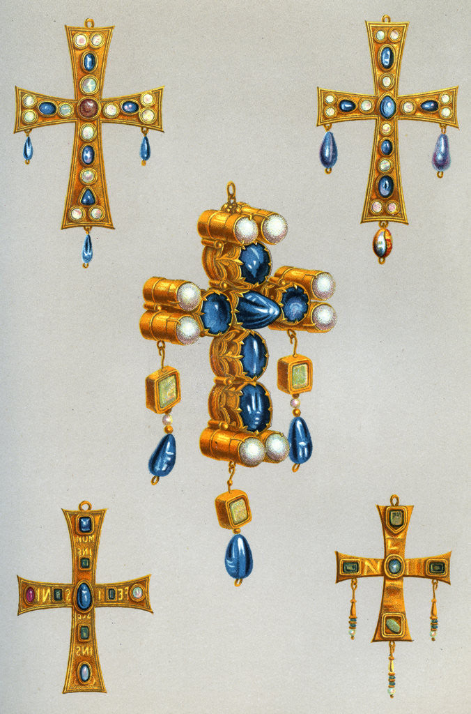 Detail of Gold crosses of a king of the Goths by Franz Kellerhoven