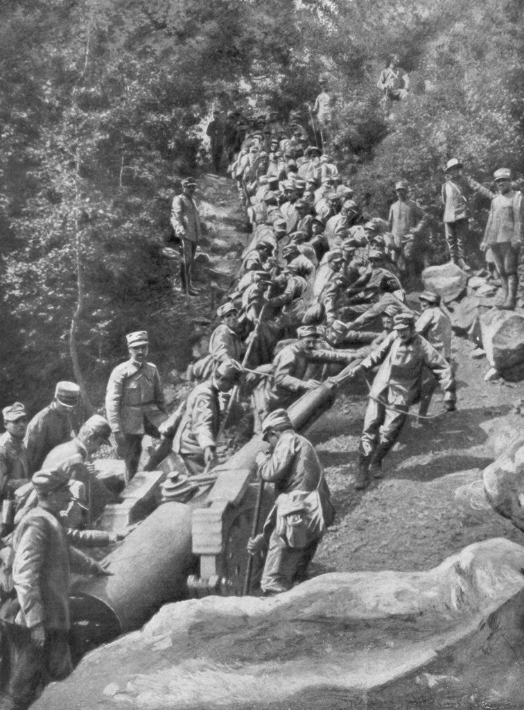 Detail of Artillery piece being pulled by 600 soldiers, Second Battle of the Isonzo, World War I by Anonymous