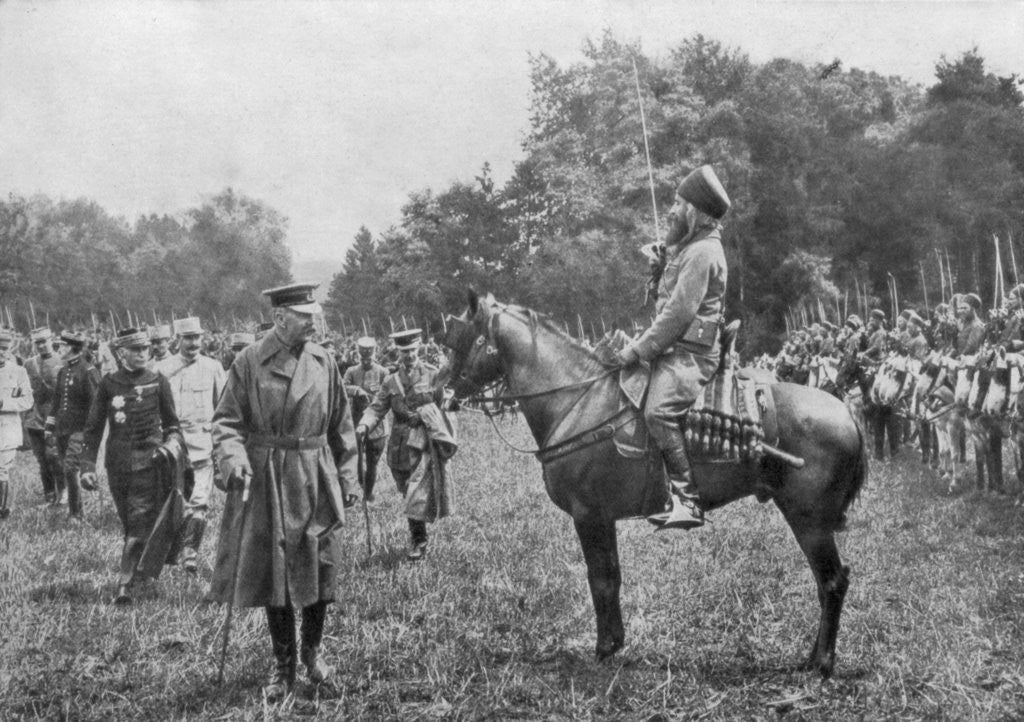 Detail of Lord Kitchener inspecting Algerian troops, France, World War I by Anonymous