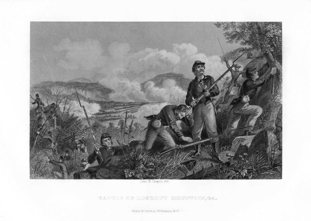 Detail of The Battle of Lookout Mountain, Tennessee, 24 November 1863 by John R Chapin