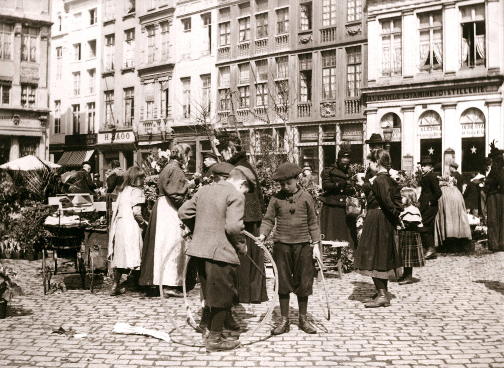 Detail of Boys with hoops at a market, Rotterdam by James Batkin