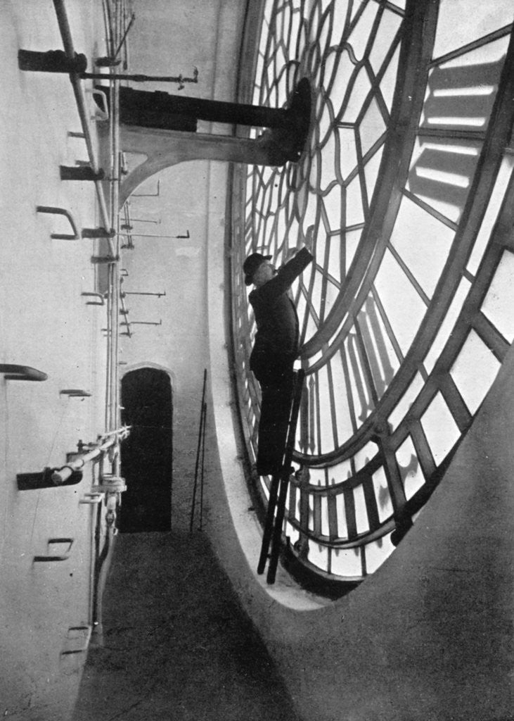 Detail of Inside the clock face of Big Ben, Palace of Westminster, London by Anonymous