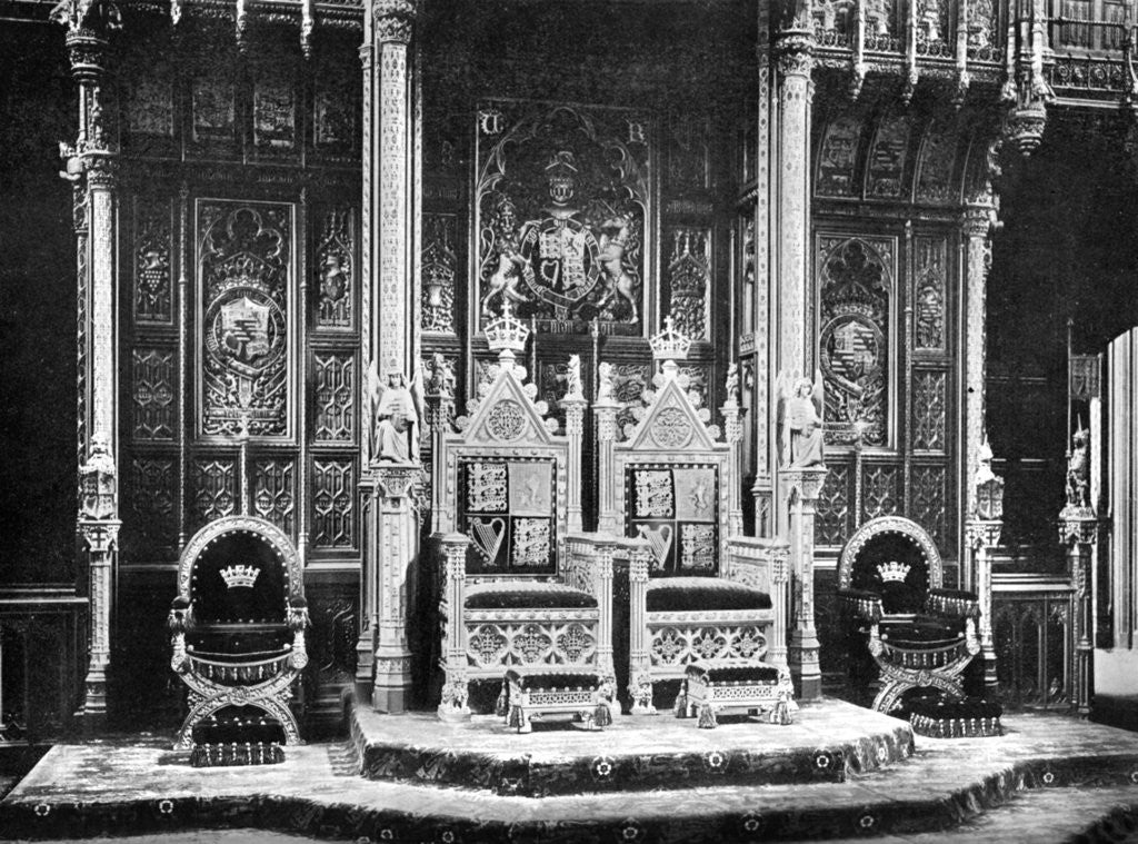 Detail of The Royal Throne, House of Lords, Westminster by John Benjamin Stone