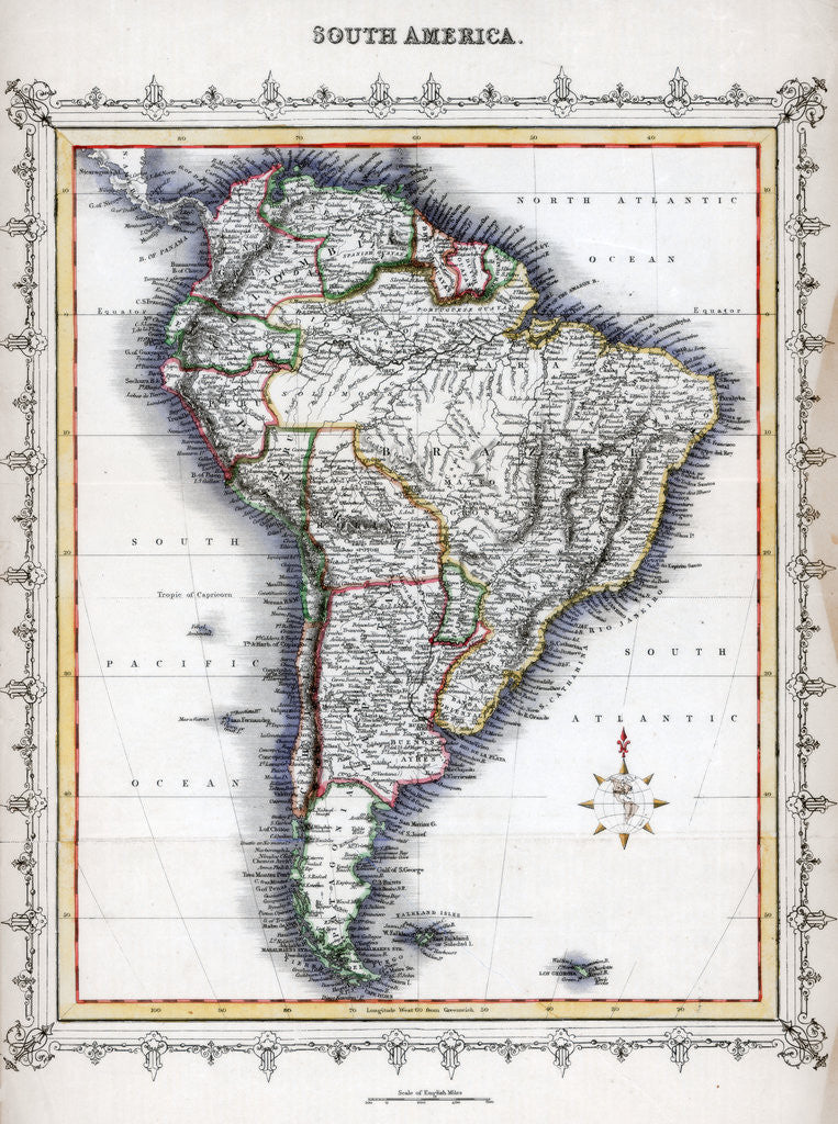 Detail of Map of South America by Anonymous