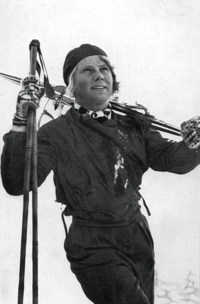Detail of Laila Schou-Nilsen, Norwegian skier, Winter Olympic Games, Garmisch-Partenkirchen, Germany by Anonymous