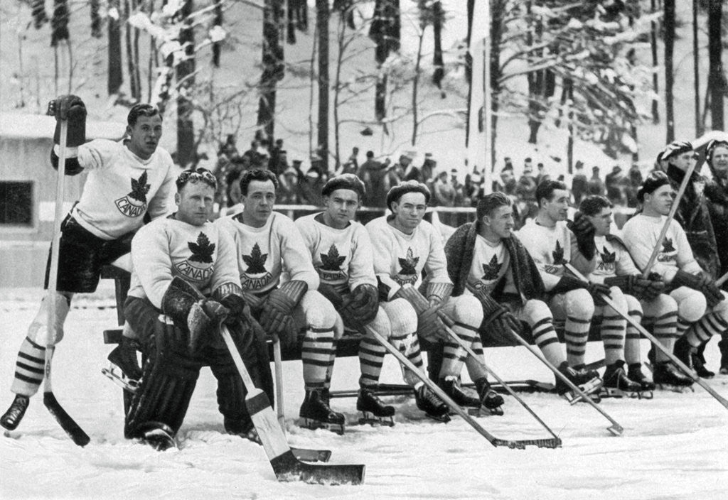 Detail of Canadian ice hockey team, Winter Olympic Games, Garmisch-Partenkirchen, Germany by Anonymous