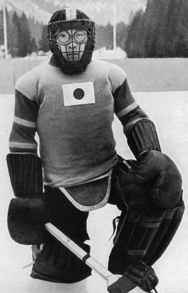 Detail of Teiji Homna, Japan ice hockey team, Winter Olympics, Garmisch-Partenkirchen, Germany by Anonymous