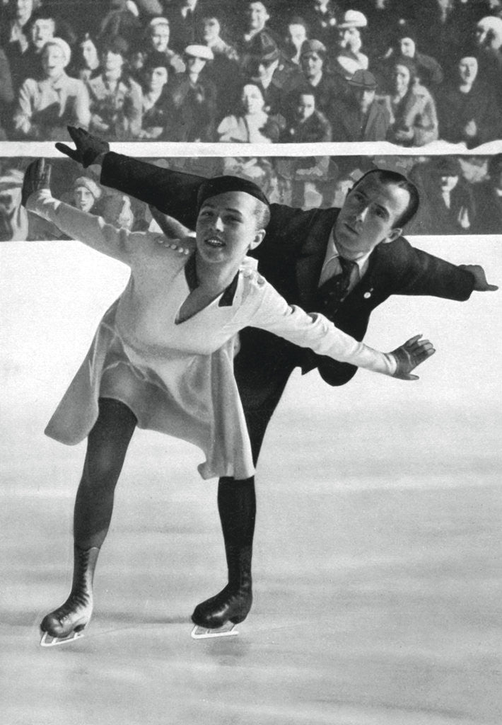 Detail of Pairs figure skating, Winter Olympic Games, Garmisch-Partenkirchen, Germany by Anonymous