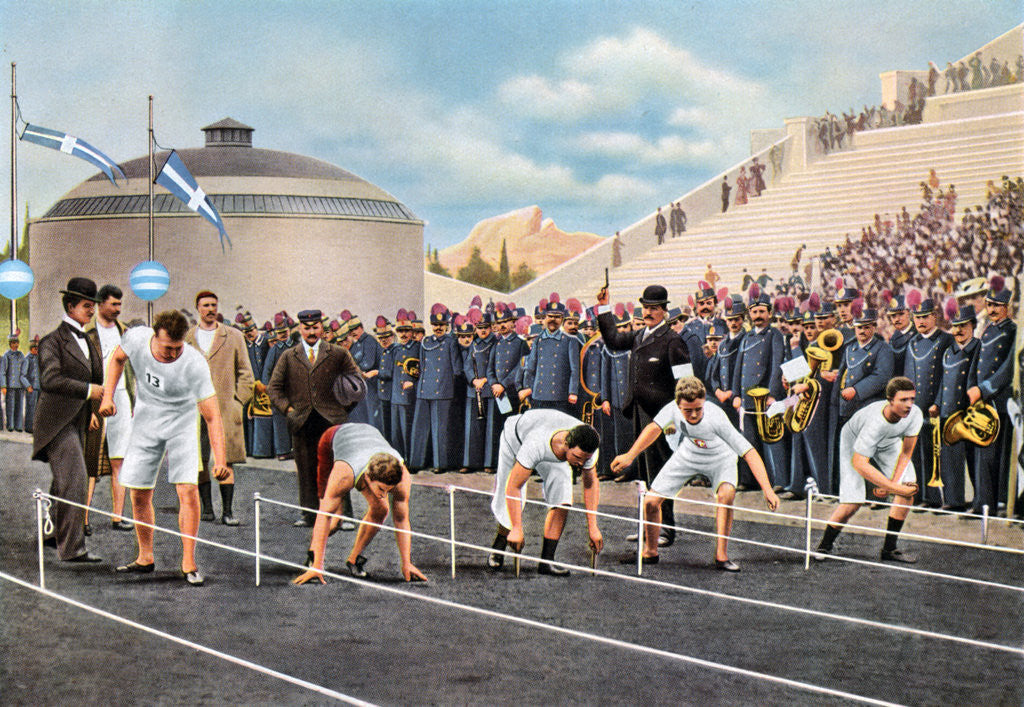 Detail of 100 metres sprint race at the Olympic Games, Athens by Anonymous