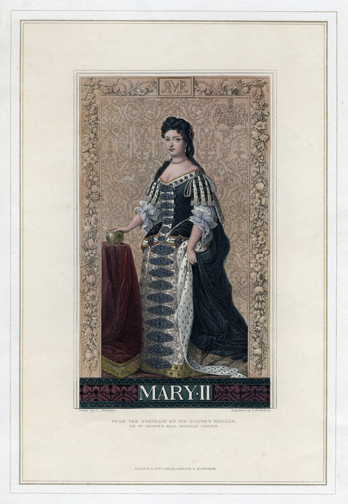 Detail of Mary II, Queen of England, Scotland and Ireland by R Anderson