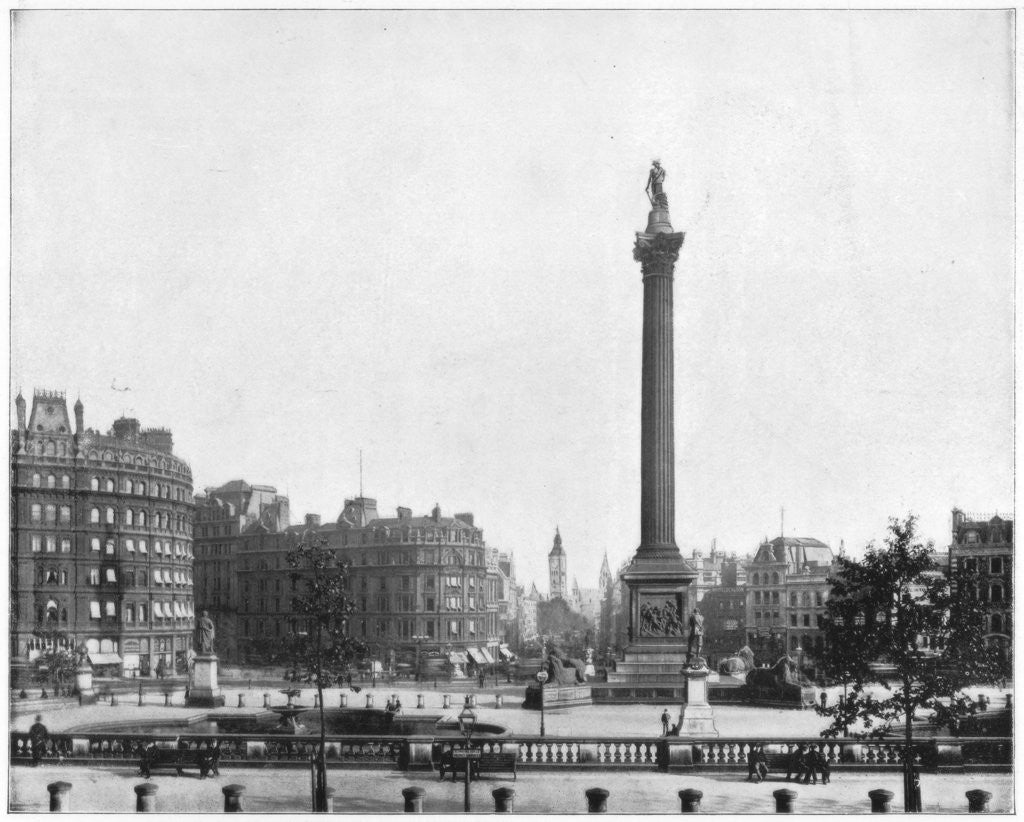 Detail of Trafalgar Square, London by John L Stoddard