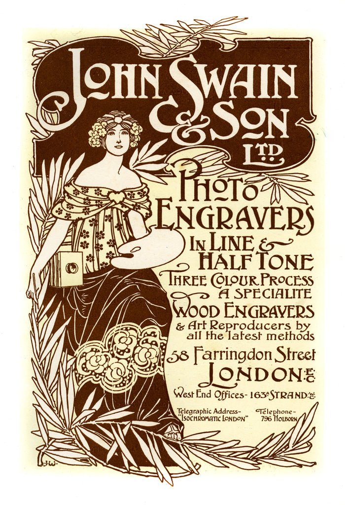 Detail of Advertisement for John Swain & Son, printers by John Swain & Son