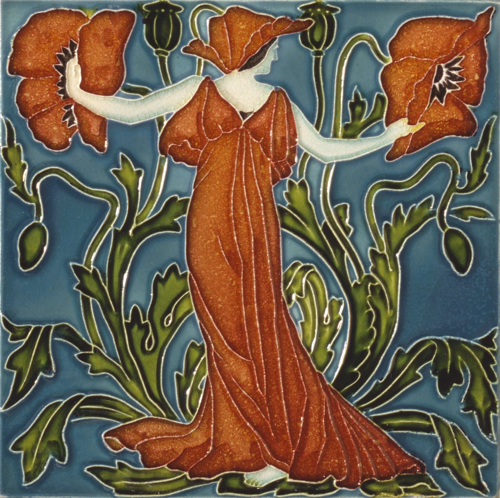 Detail of Poppy tile by Walter Crane