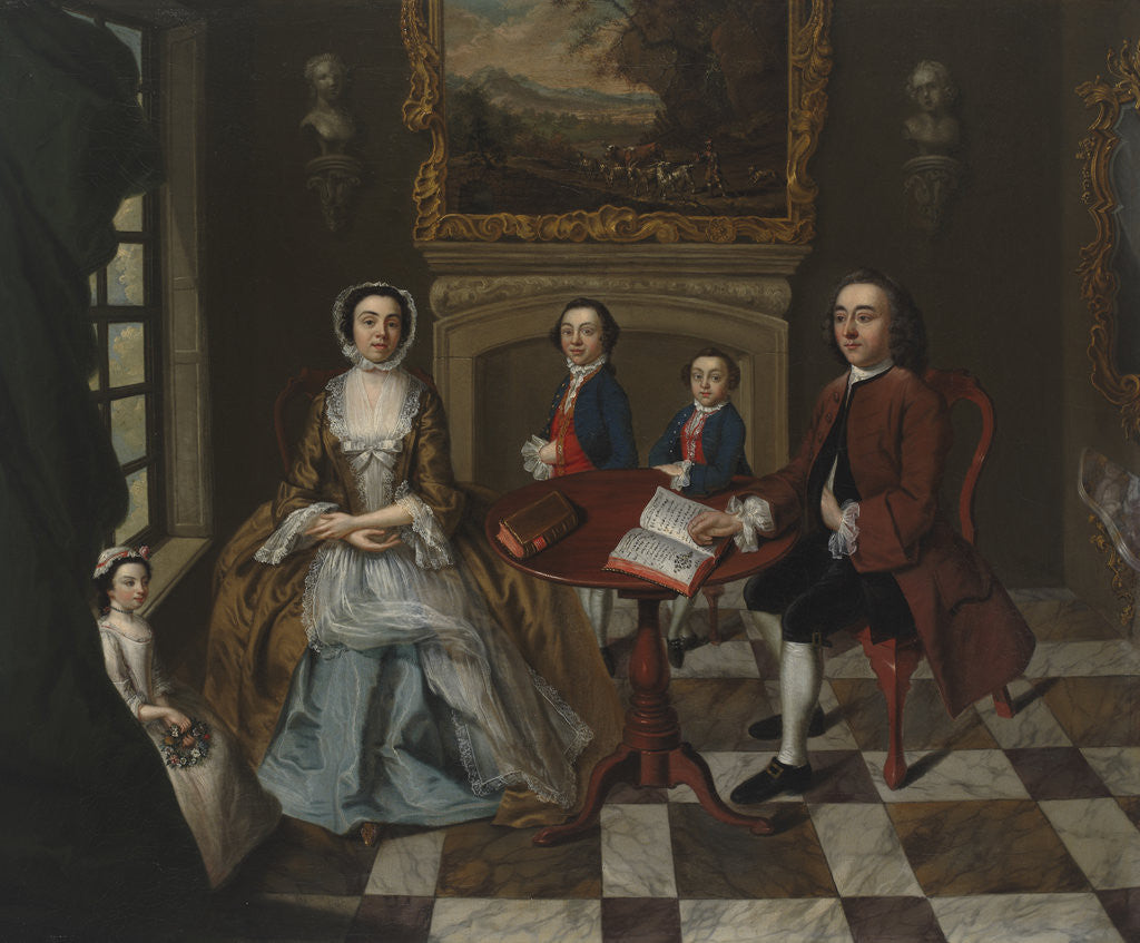 Detail of Portrait of a family in an interior, thought to be the Roubel family by Anonymous